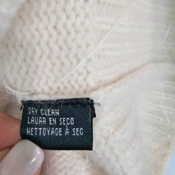 Lauren Ralph Lauren Womens Sz M Cream Turtleneck Sweater Vest Wool Angora Sequin - Picture 11 of 12